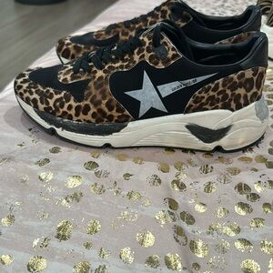 Golden Goose Leopard Pony Hair Sneakers
